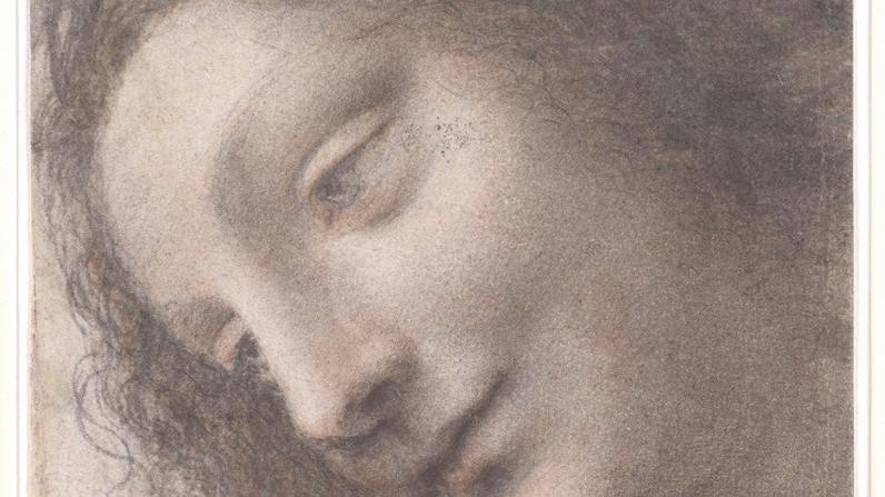 Leonardo da Vinci's 的 Head of the Virgin in Three-Quarter View Facing Right, 1510–1513